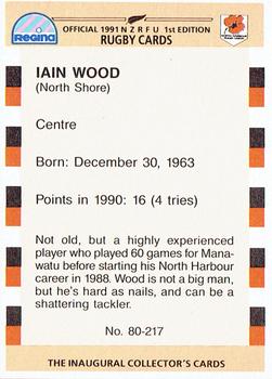 1991 Regina NZRFU 1st Edition #80 Iain Wood Back